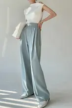 PAPERLLL レディース 夏用ワイドレッグパンツ【薄手・ハイウエスト・ストレート・スリム効果・ロング丈】