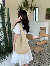 リゾート風ラフ編みトートバッグ【大容量・ショルダーバッグ】