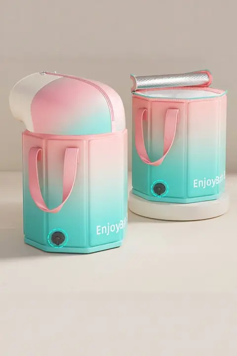折りたたみ式足湯桶【白鹅绒使用・排水機能付き・膝上タイプ】