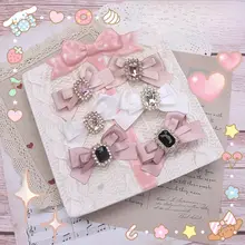 パール手作りリボンヘアアクセサリー【可愛い・水晶飾り・クリップタイプ】（セットアップ対応）