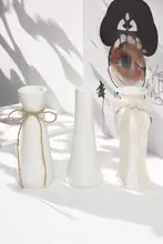 白色陶器製ドライフラワー用花瓶【ミニマリストデザイン・北欧スタイル・インテリア装飾】