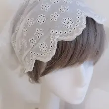 田園刺繍コットンバンダナ帽子【ヴィンテージスタイル・白】