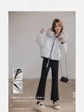 冬用ダウンジャケット【フード付き・フェイクファー襟・女性用・スタイリッシュデザイン】