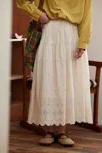 TIONGTIONG レトロ レース付き ハイウエスト Aラインスカート【春用・女性向け・スタイルアップ】
