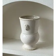 フランス風レトロデザインの浮彫陶器花瓶【インテリア用・花やグリーンのディスプレイに最適】