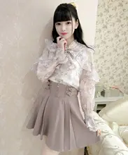 可愛いリボンプリントシャツ【甘いデザイン・春夏用】