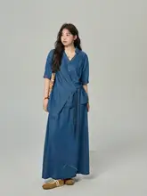 セットアップ レディース デニム シャツ スカート フレンチスタイル ヴィンテージ 紐デザイン 大きいサイズ ぽっちゃり 着痩せ 体型カバー 上品