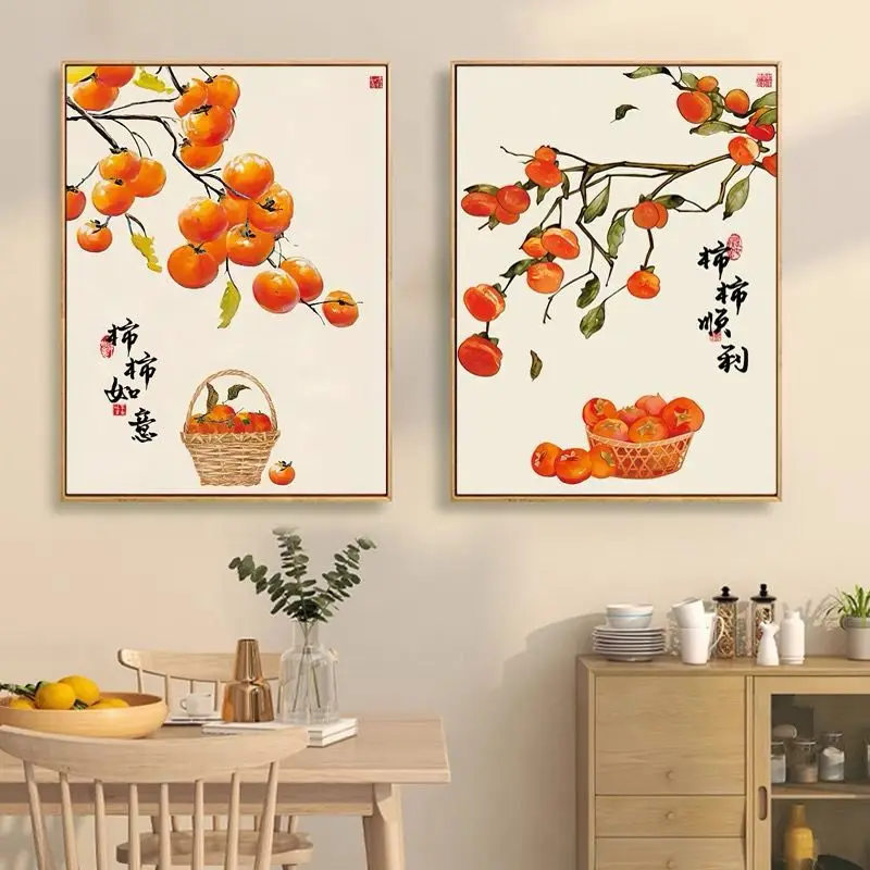 事事如意 柿の刺繍：伝統工芸品 おしゃれ の代表的な小物デザイン