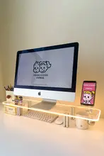 透明なパソコン用モニター台【アルミ合金製・デスク上昇・収納機能】