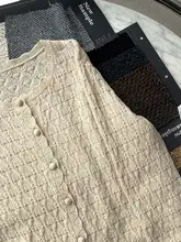 バレリーナスタイルの純羊毛ニットカーディガン【秋冬用・ショート丈・インナー対応】