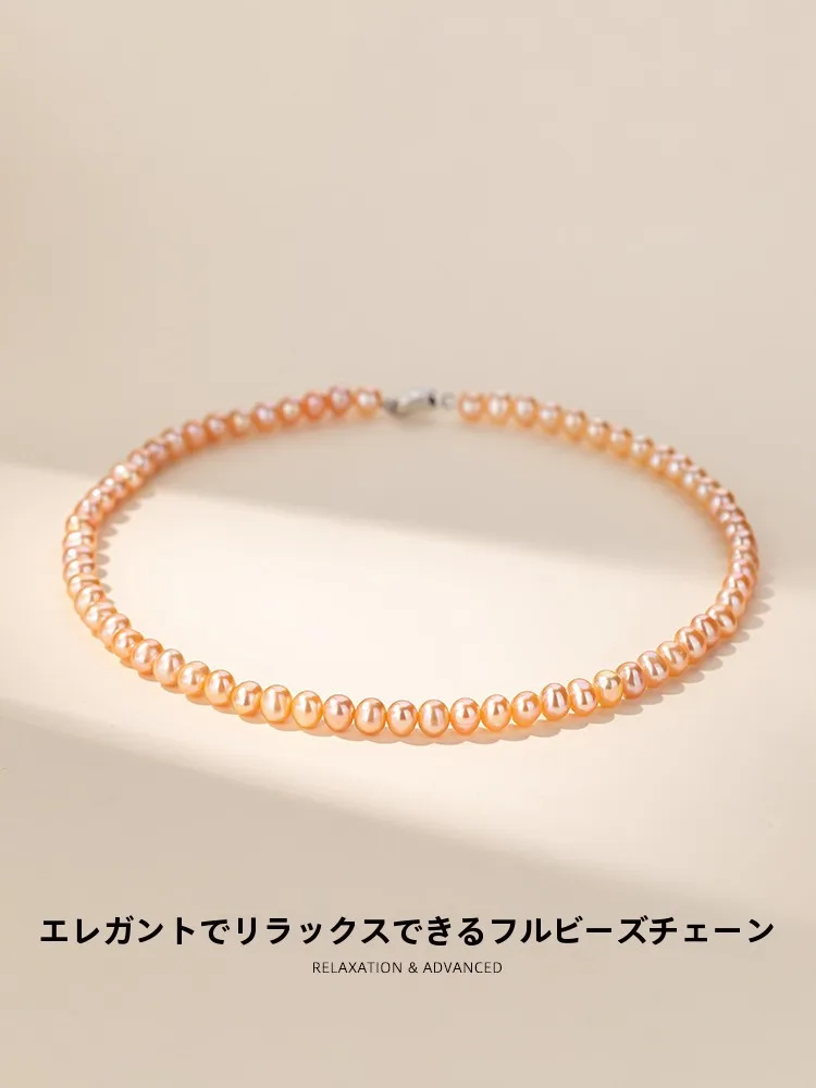 長めのネックレス レディース おすすめモデル：淡水パールネックレス【純銀・ロングネックレス・鎖骨にかかるデザイン】
