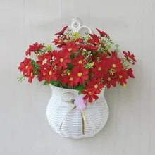 壁掛けフラワーバスケット【インテリア装飾用・人工花・室内外兼用】