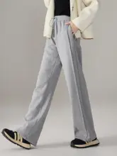 高腰ワイドストレートパンツ【裏起毛・カジュアル・女性用】（セットアップ対応）