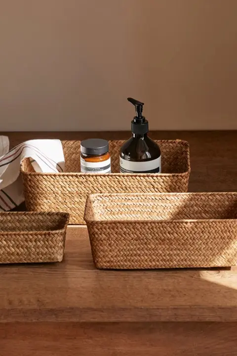 Tlife 竹製収納バスケット【ラタン風・デスクトップ用・整理整頓】