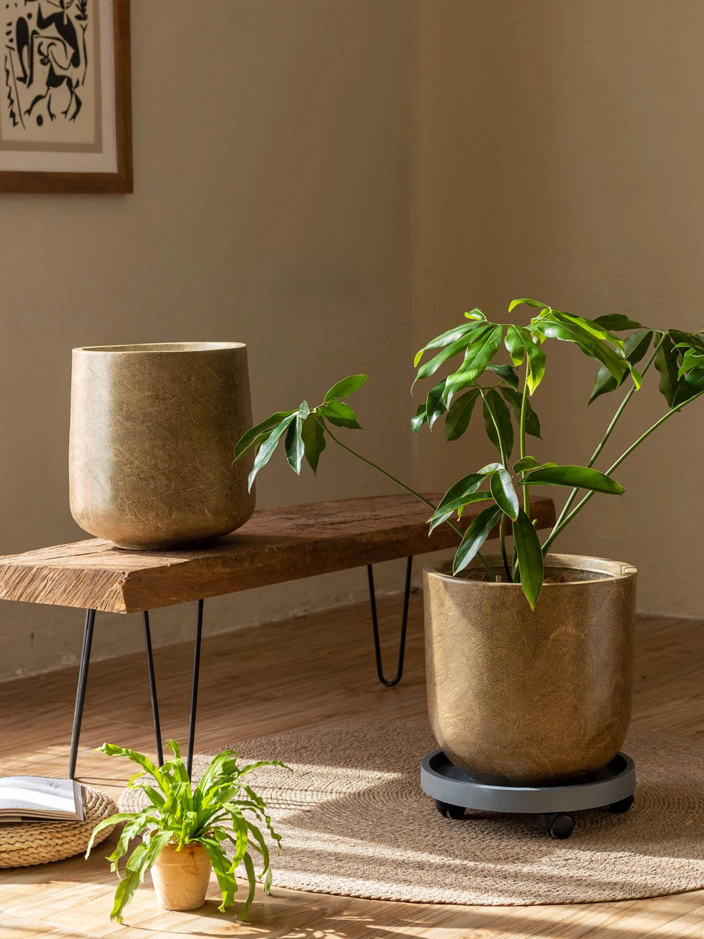 北欧風大型人工陶器花鉢：ワンルーム・客間用の観葉植物設置に最適なデザイン