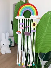 カラフルな流れるフリンジの毛糸ボールヘアアクセサリー壁掛け収納【子供部屋の装飾用】