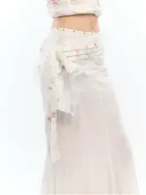 ロマンティックな花柄レースカットのウエストベルト