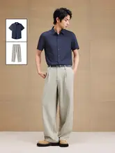メンズ セットアップ 半袖シャツ ワイドパンツ 接触冷感 防シワ加工 ビジネス 通勤 オフィスカジュアル 夏 「GXG」