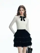 卓雅 フェイクベルベットレーススパンコール ミニケーキスカート【冬用・甘めスタイル】