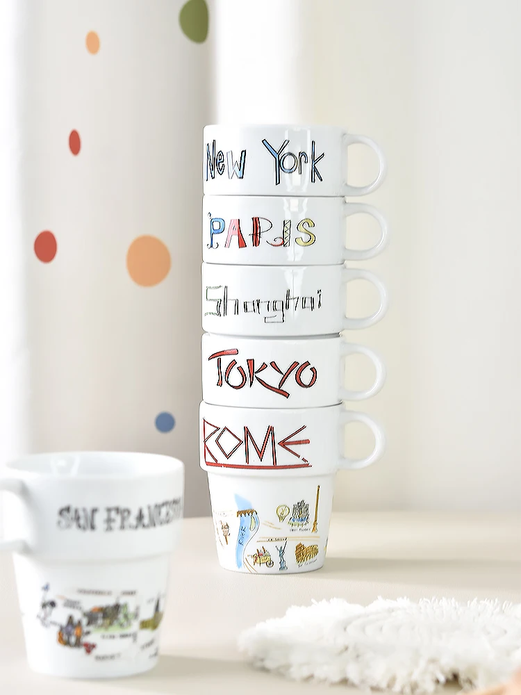 高温耐性の陶磁器製マグカップ：北欧風の卡通デザインでコーヒーとミルクを楽しむ