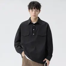 泡泡沙肌理感の男士用カジュアルシャツ【シンプルでゆったり・春季向け・無地】