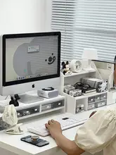 高床式二段オフィスデスク用台所パソコンスタンド【収納付き・重さに対応】