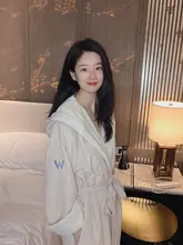 極上の柔らかさの男女共用春秋用バスローブ【中長丈・超細繊維】（セットアップ対応）