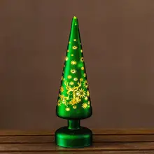 デスクトップ用ガラス製クリスマスツリーLEDナイトライト【雰囲気作り・クリエイティブなクリスマスギフト】