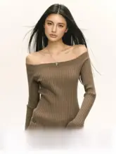 アメリカンスタイルのレトロニットトップス【春用・フィット・女性用】