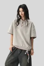ヴィンテージ風 ハンドステッチ ヘンリーネックニットTシャツ【男女兼用・夏用】