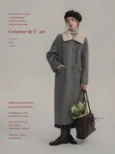 Dailyart 中古風 フレンチスタイル 羊毛ダブルフェイスコート【取り外し可能な毛襟・スリーブデザイン】