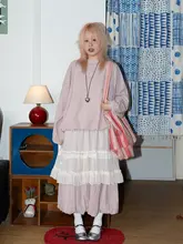 軽やかで通気性のあるローズウエストのフレアスカート【レトロデザイン・シンプル・Aライン】（セットアップ対応）