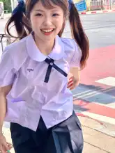 白桃汽水風半袖シャツとスカートの女子高生制服【甘美な学院風・プリントデザイン】（セットアップ対応）