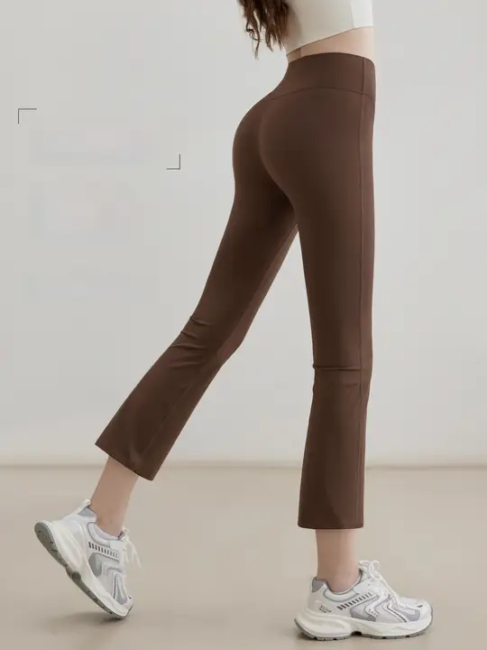 高腰デザインの提臀ヨガパンツ【極上の柔らかさ・フィットネス・八分丈・小柄対応】（セットアップ対応）