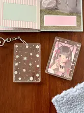 アクリル製 3インチフォトカード保護ケース【星型とクローバーデザイン・校内用・吊り下げ可能】