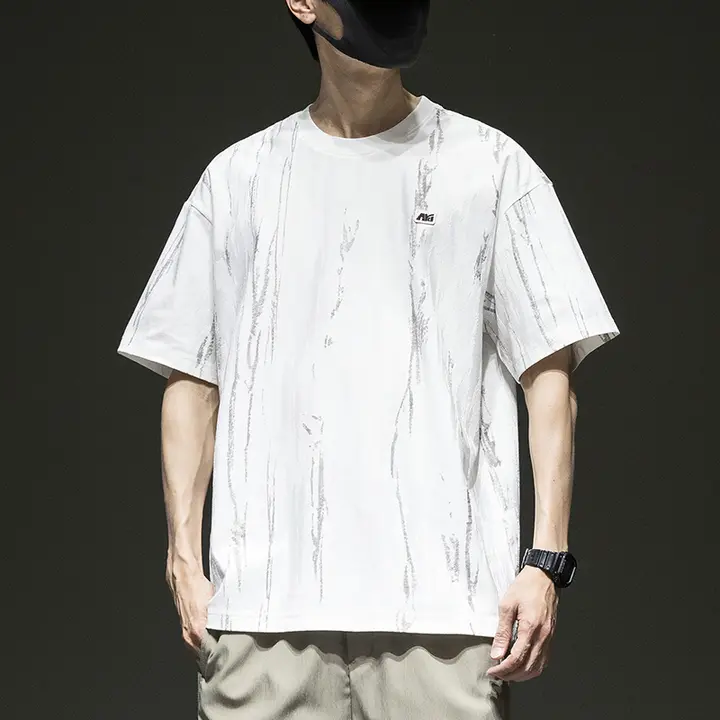 ビンテージ風バティック染めラウンドネック半袖Tシャツ【ゆったりサイズ・カジュアル】
