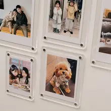 写真立て 冷蔵庫デコ アク リル 透明 マグネット式 チェキ 写真飾り インテリア
