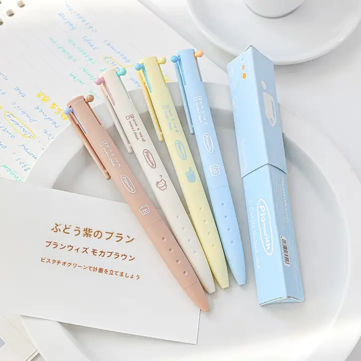 3色ボールペン 一体型 ジェルボールペン マカロンカラー おしゃれ インスタ映え 限定 ノート用 メモ用 「Planwith」