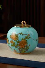 高級陶磁製 茶葉保存容器【密封タイプ・大容量・西湖ブルー】（セットアップ対応）