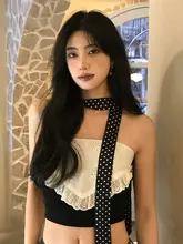 水玉スレンダーストリップシルクスカーフ女性 2025 春夏新作