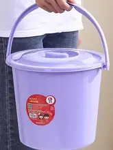 厚手プラスチック製小型バケツ【持ち手付き・フタ付き・多機能・キャンプや洗車に最適】