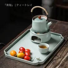 乾燥茶盤 家庭用 茶器 トレイ 長方形 小茶卓 レトロ 陶変