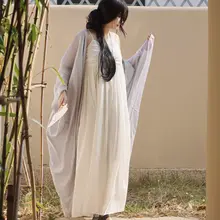 エレガントな二色使いの肩紐付きロングドレス【新中式・文芸風】