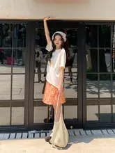 高腰フラワープリントスカート【Aライン・夏用・ミニ丈】（セットアップ対応）