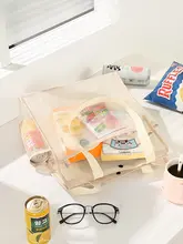 大容量エコバッグ【透明メッシュ・ショルダーハンドル・おしゃれな持ち運び】