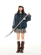 ヴィンテージ風デザインのライダージャケット【秋冬用・ゆったりフィット・デニム】