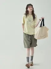 ファッショナブルなプリント丸首落ち袖デザインのフィットTシャツ【レディース・コットン・夏用・短袖】