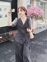 グレーのぼかしデザインのリボン付きファッション【夏用・高級感・カジュアルスタイル】（セットアップ対応）