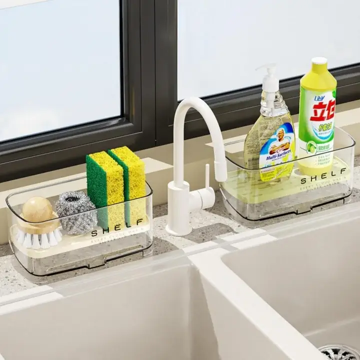 キッチン水切りラック【洗面器置き・スポンジ収納・水切り籠】