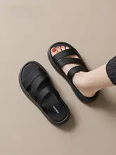 厚底サンダル【外出用・黒・フレンチスタイル・ソフトソール・夏用】